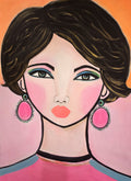 Girl in Pink, original 24 by 36 acrylic portrait painting on canvas by Tammy G Art